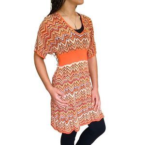 BCBGMAXAZRIA REATA SILK EYELET CHEVRON DRESS SZ M